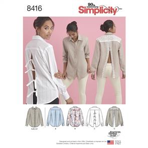 Simplicity Pattern 8416 Women's Shirt with Back Variations