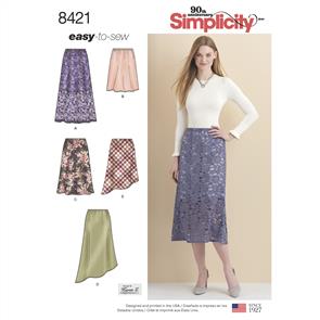 Simplicity Pattern 8421 Women's Skirts in Three Lengths with Hem Variations