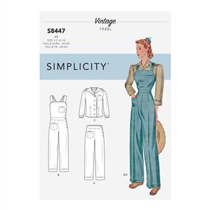 Simplicity Pattern 8447 Women's Vintage Trousers, Overalls and Blouses