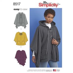 Simplicity Pattern 8517 Misses' Set of Ponchos