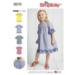 Simplicity Pattern 8619 Child's Easy to Sew Dresses