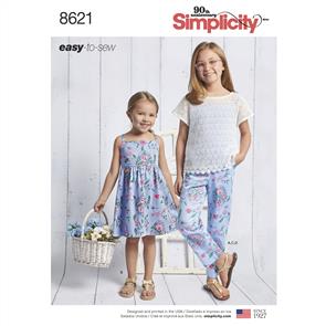 Simplicity Pattern 8621 Child's and Girls' Dress, Top, Pants and Camisole