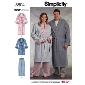 Simplicity Pattern 8804 Women's and Men's Robe and Pants