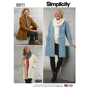Simplicity Pattern 8811 Misses' Knit Sweater, Scarf and Headband