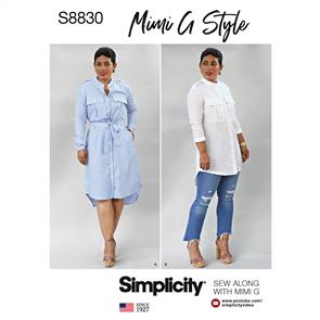 Simplicity Pattern S8830 Mimi G Misses'/Miss Petite Shirt Dress