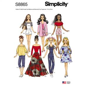 Simplicity Pattern S8865 11 1/2" Fashion Doll Clothes