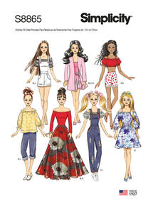 Simplicity Sewing Pattern 11 1/2" Fashion Doll Clothes