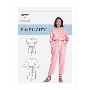 Simplicity Pattern 8907 Misses' Jumpsuit, Romper, Dresses & Belt