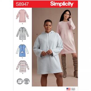 Simplicity Pattern 8947 Misses' Knit Sweatshirt Mini Dresses