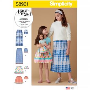 Simplicity Pattern 8961 Children's, Girls', and Dolls' Skirts