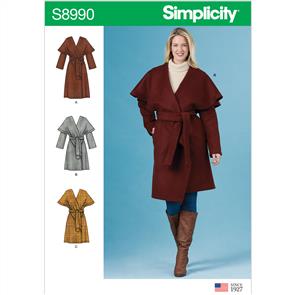 Simplicity Pattern 8990 Misses' Wrap Coats