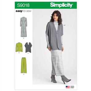 Simplicity Pattern 9018 Misses' Pants, Knit Vest, Dress or Top