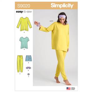 Simplicity Pattern 9020 Misses' Sleepwear Knit Tops, Pants, Shorts & Accessories