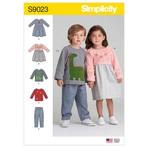 Simplicity Pattern 9023 Toddlers' Dresses, Top & Pants