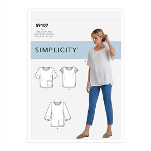 Simplicity Pattern 9107 Misses' Tops With Sleeve & Length Variation