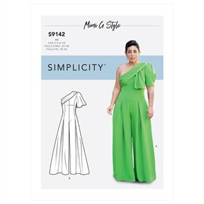 Simplicity Pattern 9142 Misses' Jumpsuit With One Shoulder Drape