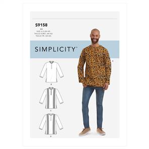 Simplicity Pattern 9158 Men's Half Buttoned Shirts