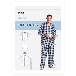 Simplicity Pattern 9206 Men's Robe, Belt, Tops, Pants and Shorts