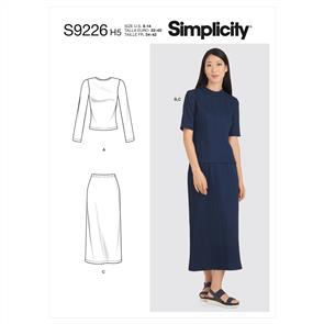 Simplicity Pattern 9226 Misses' Knit Top & Skirt