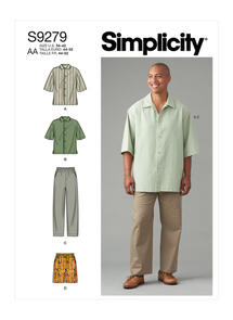 Simplicity Sewing Pattern Men's Shirt In Two Lengths, Pants & Shorts