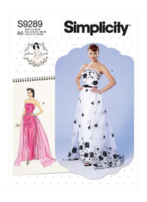Simplicity Pattern Misses' Strapless Dress, Detachable Train & Belt