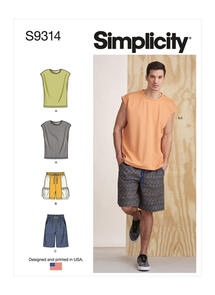 Simplicity Sewing Pattern Men's Knit Top and Shorts