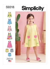 Simplicity Sewing Pattern Toddlers' Tent Tops, Dresses, and Shorts