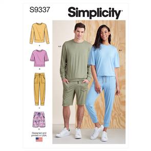 Simplicity Pattern 9337 Unisex Top, Pant, Shorts