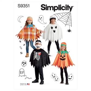 Simplicity Pattern 9351 Child Poncho, Hat & Mask