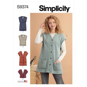 Simplicity Pattern 9374 Misses' Knit Vests