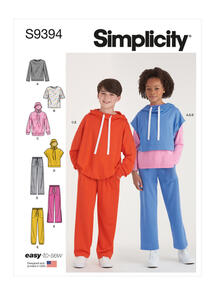 Simplicity Sewing Pattern Boys' & Girls' Oversized Knit Hoodies, Pants