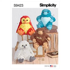 Simplicity Pattern 9423 Stuffed 8-1/2" Animals