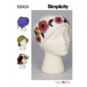 Simplicity Pattern 9424 Misses' Hats & Headband