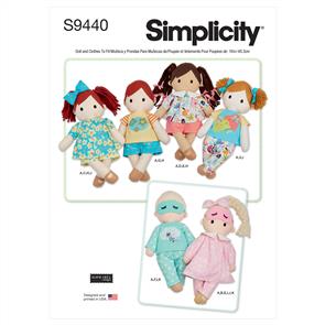 Simplicity Pattern 9440 Plush Dolls With Clothes