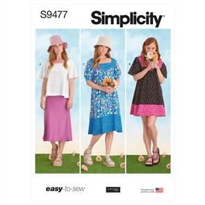 Simplicity Pattern 9477 Misses' Top And Dresses