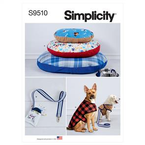 Simplicity Pattern 9510 Dog Beds, Leash with Case, Harness Vest and Coat