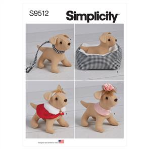 Simplicity Pattern 9512 Soft 6" Dog and Accessories for 18" Doll