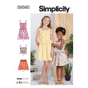 Simplicity Pattern 9560 Children's and Girls' Dress, Top and Skirt