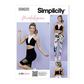 Simplicity Pattern 9620 Misses' and Women's Knit Sports Bra, Leggings and Bike Shorts by Madalynne Intimates