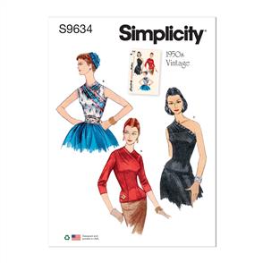 Simplicity Pattern 9634 Misses' Vintage Blouses and Cummerbund