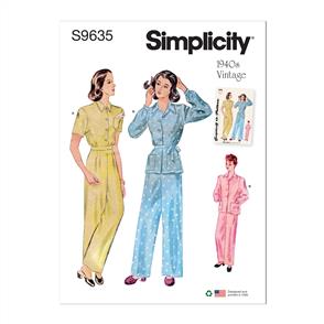 Simplicity Pattern 9635 Misses' Vintage Lounge Top and Pants