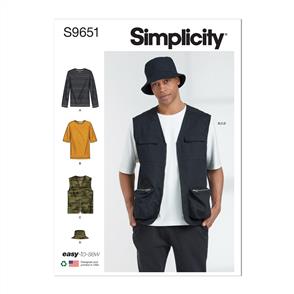 Simplicity Pattern 9651 Men's Knit Top, Vest and Hat