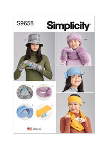 Simplicity Misses' Hats, Headband, Mittens, Cowl and Infinity Scarf