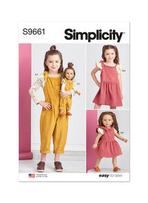 Simplicity Children's Knit Tops, Overalls, and Jumper and Doll Clothes for 18" Do
