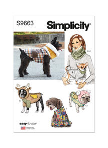 Simplicity Pet Coats with Optional Hoods and Cowls in Sizes S-M-L and Adult Cowl