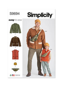 Simplicity Boys' and Men's Jacket, Vest, Hat and Crossbody Bag