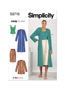 Simplicity Misses' Knit Top, Cardigan and Skirt