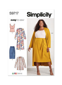 Simplicity Women's Knit Top, Cardigan and Skirt