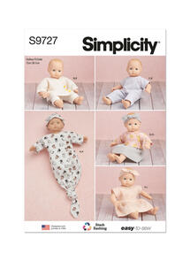 Simplicity 15" Baby Doll Clothes, Hat and Headband