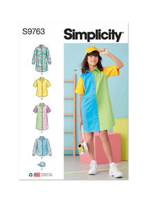 Simplicity Girls' Shirtdresses, Shirts and Hat